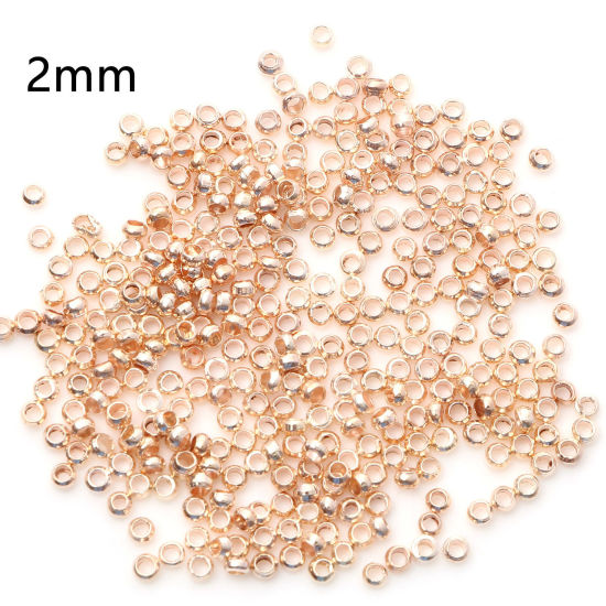 Image de Perles à Écraser en Laiton Rond Or Rose 2mm Dia., Trou: Environ 1mm, 500 Pcs                                                                                                                                                                                  