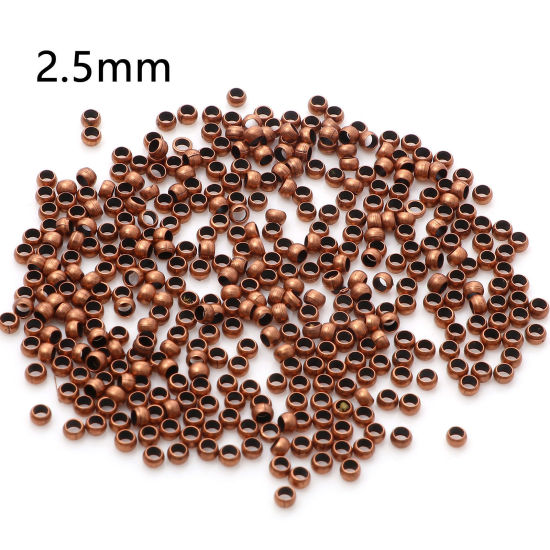 Image de Perles à Écraser en Laiton Rond Cuivre Rouge Antique 2.5mm Dia., Trou: Environ 1.2mm, 500 Pcs                                                                                                                                                                 