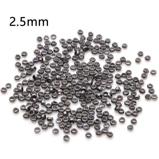 Image de Perles à Écraser en Laiton Rond Gun Métal 2.5mm Dia., Trou: Environ 1.2mm, 500 Pcs                                                                                                                                                                            