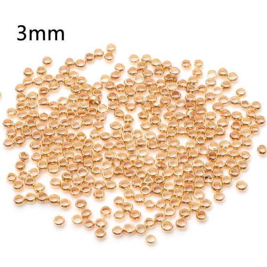 Image de Perles à Écraser en Laiton Rond Plaqué Or KC 3mm Dia., Trou: Environ 1.6mm, 500 Pcs                                                                                                                                                                           