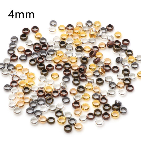 Image de Perles à Écraser en Laiton Rond Couleur au Hasard 4mm Dia., Trou: Environ 2.5mm, 500 Pcs                                                                                                                                                                      