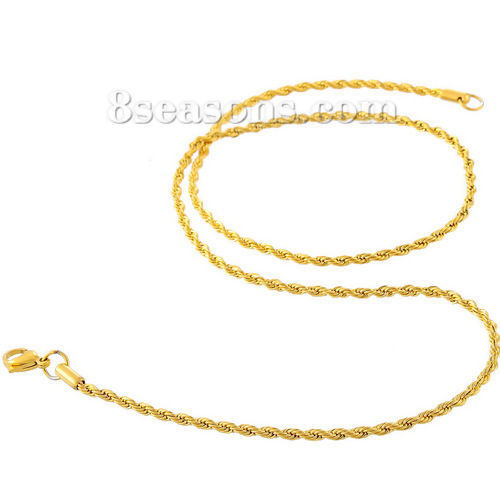304ステンレス鋼 ネックレス 金メッキ 編みチェーン 56.5cm長さ、 1 本 の画像