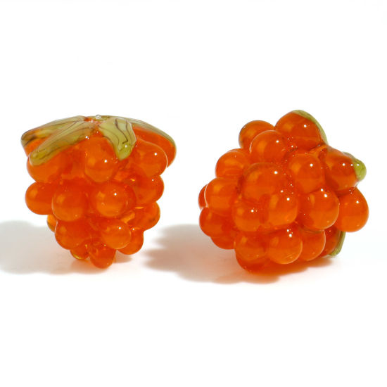 Bild von Muranoglas 3D Perlen Weintraube Orange ca 13mm x 12mm, Loch:ca. 0.8mm, 1 Stück