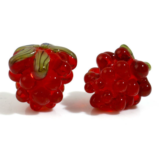 Bild von Muranoglas 3D Perlen Weintraube Rot ca 13mm x 12mm, Loch:ca. 0.8mm, 1 Stück