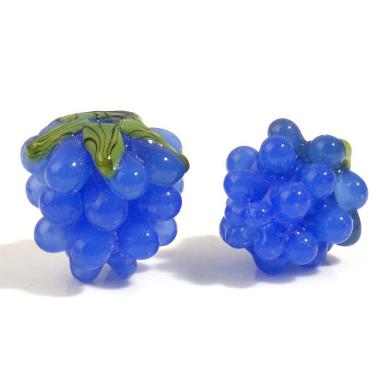 Bild von Muranoglas 3D Perlen Weintraube Blau ca 13mm x 12mm, Loch:ca. 0.8mm, 1 Stück