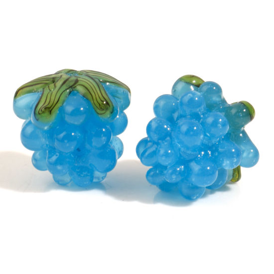 Bild von Muranoglas 3D Perlen Weintraube Azurblau ca 13mm x 12mm, Loch:ca. 0.8mm, 1 Stück