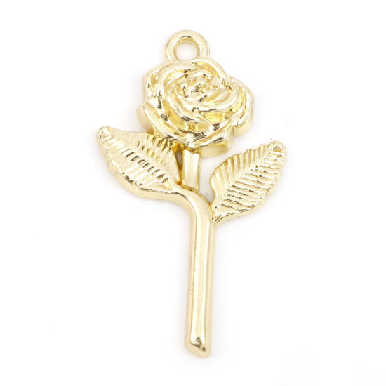 Imagen de Zamak día de San Valentín Colgantes Chapado en Oro Rosa Transparente Rhinestone Micro Pave 3cm x 1.7cm, 5 Unidades