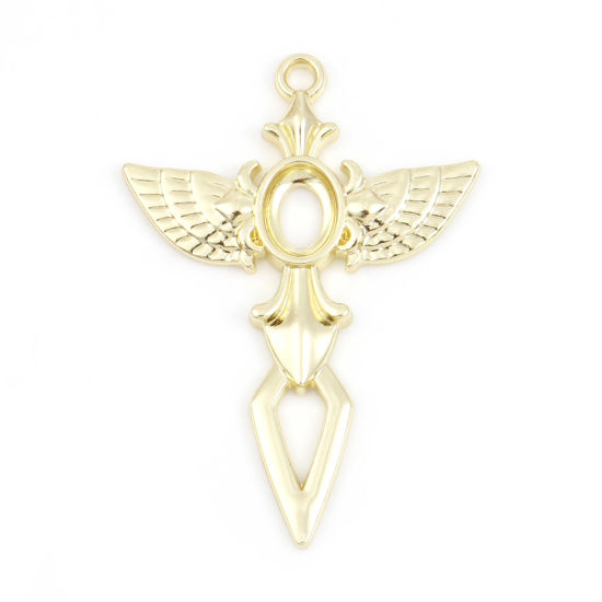 Picture of Zinc Based Alloy Fairy Tale Collection Pendants Gold Plated Scepter Wing 4.3cm x 3.1cm, 5 PCs