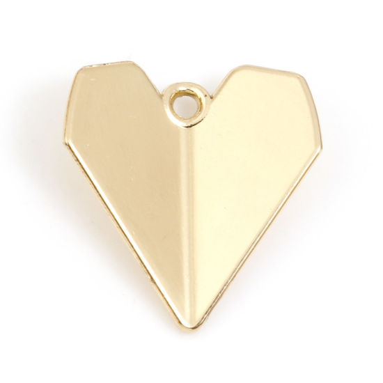 Picture of Zinc Based Alloy Origami Charms Gold Plated Heart 20mm x 19mm, 5 PCs