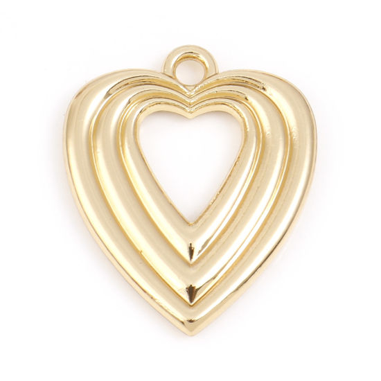 Picture of Zinc Based Alloy Valentine's Day Charms Gold Plated Heart 22mm x 18mm, 5 PCs