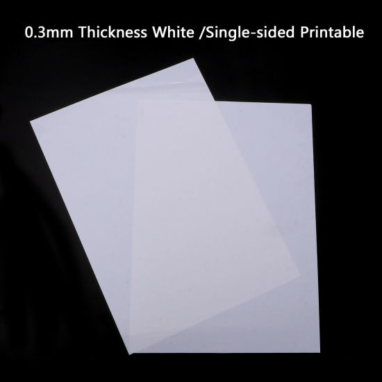Image de Plastique Rétractable en BOPS Blanc Rectangle Simple Face Imprimable épaisseur 0.3 mm, 29.6cm x 21cm, 1 Pièce