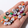 Picture of Polymer Clay Halloween Beads Flat Round At Random Color Mixed About 10mm Dia. - 9mm Dia., Hole: Approx 1.4mm, 50 PCs