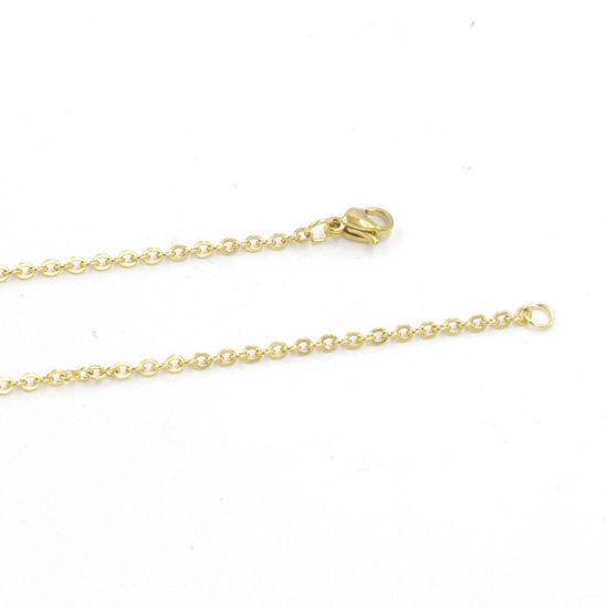 Picture of Stainless Steel Link Cable Chain Necklace For DIY Jewelry Making 18K Gold Plated 40cm(15 6/8") long, Chain Size: 2mm, 3 PCs