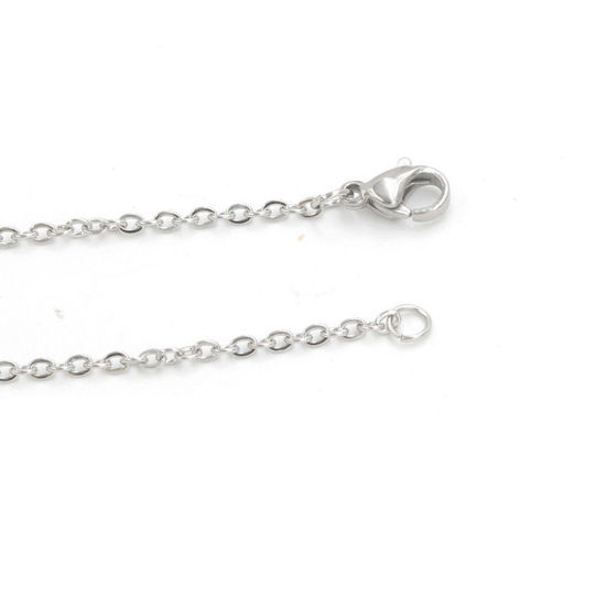 Picture of Stainless Steel Link Cable Chain Necklace Silver Tone 40cm(15 6/8") long, Chain Size: 2mm, 3 PCs