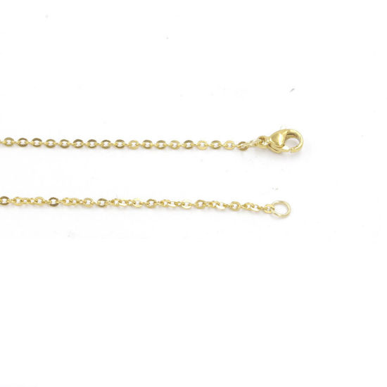 Picture of Stainless Steel Link Cable Chain Necklace For DIY Jewelry Making 18K Gold Plated 40cm(15 6/8") long, Chain Size: 1.5mm, 3 PCs