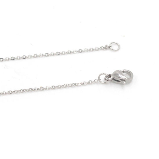 Picture of Stainless Steel Link Cable Chain Necklace Silver Tone 40cm(15 6/8") long, Chain Size: 1.5mm, 3 PCs