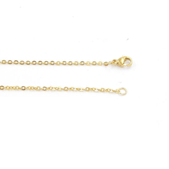 Picture of Stainless Steel Link Cable Chain Necklace For DIY Jewelry Making 18K Gold Plated 40cm(15 6/8") long, Chain Size: 1mm, 3 PCs