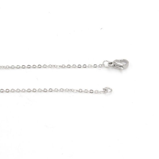 Picture of Stainless Steel Link Cable Chain Necklace Silver Tone 40cm(15 6/8") long, Chain Size: 1mm, 3 PCs