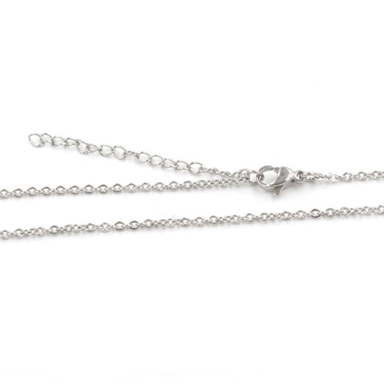 Picture of Stainless Steel Link Cable Chain Necklace Silver Tone 40cm(15 6/8") long, Chain Size: 2mm, 3 PCs