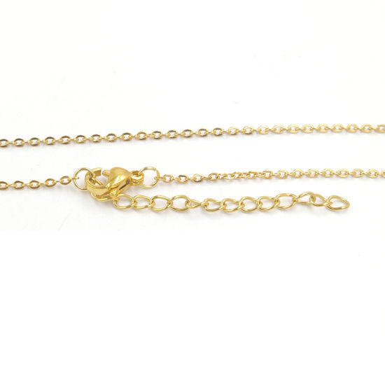 Bild von Edelstahl Gliederkette Kette Halskette 18K Gold plattiert 40cm lang, Kettengröße: 1.5mm, 3 Strange