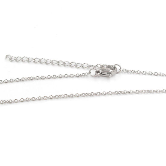 Picture of Stainless Steel Link Cable Chain Necklace Silver Tone 40cm(15 6/8") long, Chain Size: 1.5mm, 3 PCs