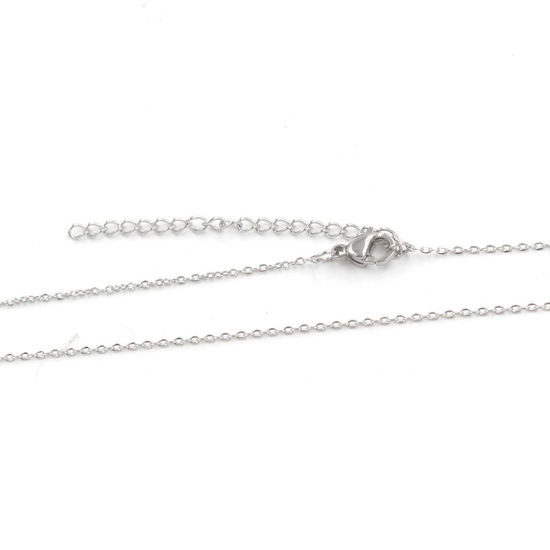 Picture of Stainless Steel Link Cable Chain Necklace Silver Tone 40cm(15 6/8") long, Chain Size: 1mm, 3 PCs