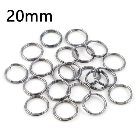 Image de 200 Pcs 20mm Dia, 1.2mm(taille 17) Anneaux de Jonction pour la Fabrication de Bijoux Double Cercle Ouvert en Alliage de Fer Gun Métal Rond