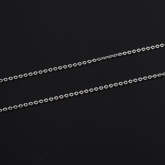 Picture of Stainless Steel Link Cable Chain Necklace Silver Tone 75cm(29 4/8") long, Chain Size: 1.5mm, 2 PCs