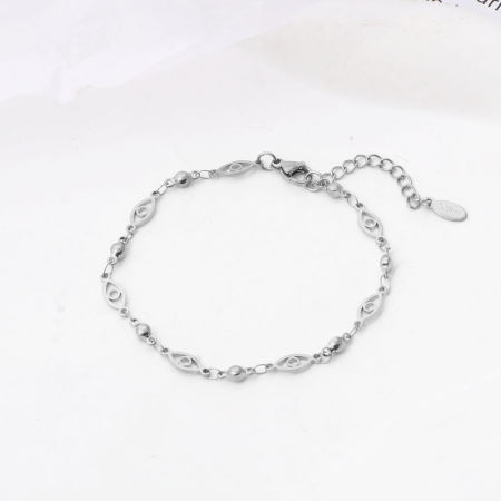 Image de Bracelets Religieux en 304 Acier Inoxydable Argent Mat Œil Mauvais 18cm long, 1 Pièce