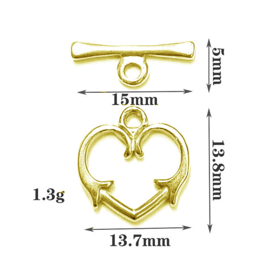 Picture of 304 Stainless Steel Toggle Clasps Heart Arrowhead Gold Plated 1 Set