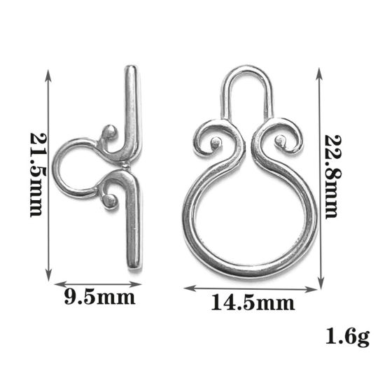 Picture of 304 Stainless Steel Toggle Clasps Geometric Filigree Silver Tone 1 Set