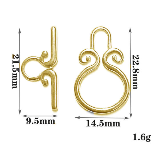 Picture of 304 Stainless Steel Toggle Clasps Geometric Filigree Gold Plated 1 Set