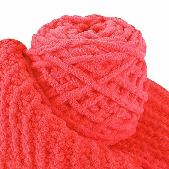 Picture of Polyester Super Soft Knitting Yarn Watermelon Red 1 Roll