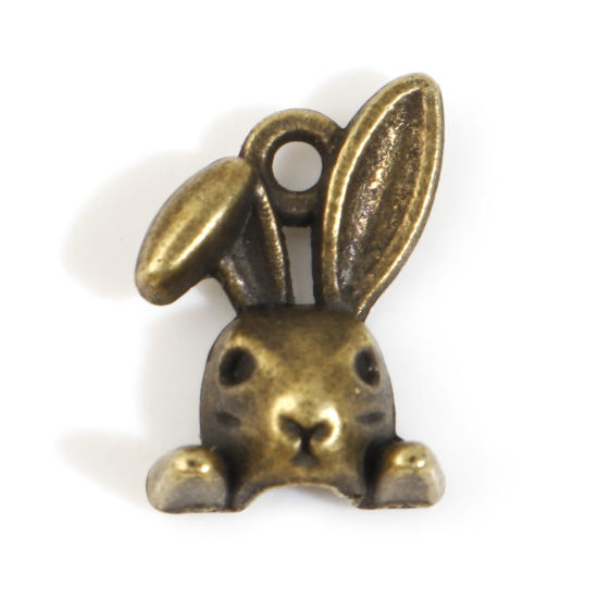 Picture of Zinc Based Alloy Charms Antique Bronze Rabbit Animal 14mm x 10mm, 50 PCs
