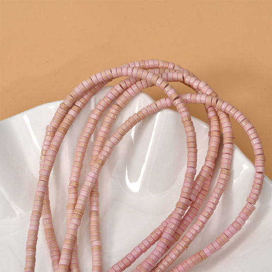 Bild von Türkis ( Synthetisch ) Ins Stil Perlen Wagenrad Rosa ca. 4mm x 2mm, 1 Strang (ca. 150 Stück/Strang)