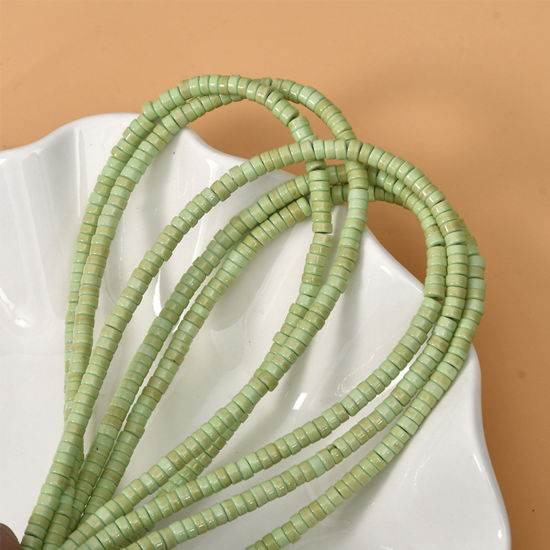 Bild von Türkis ( Synthetisch ) Ins Stil Perlen Wagenrad Grün ca. 4mm x 2mm, 1 Strang (ca. 150 Stück/Strang)