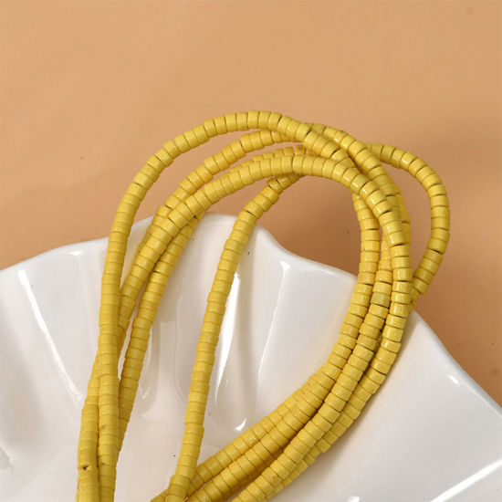 Bild von Türkis ( Synthetisch ) Ins Stil Perlen Wagenrad Gelb ca. 4mm x 2mm, 1 Strang (ca. 150 Stück/Strang)