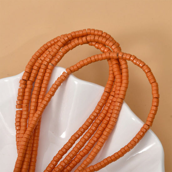 Bild von Türkis ( Synthetisch ) Ins Stil Perlen Wagenrad Orange ca. 4mm x 2mm, 1 Strang (ca. 150 Stück/Strang)