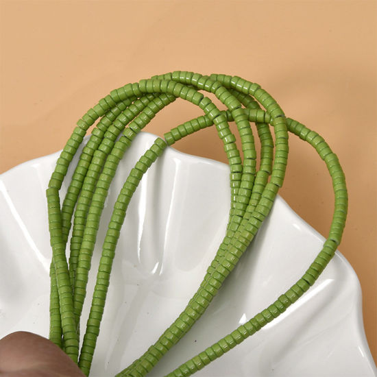 Bild von Türkis ( Synthetisch ) Ins Stil Perlen Wagenrad Grün ca. 4mm x 2mm, 1 Strang (ca. 150 Stück/Strang)