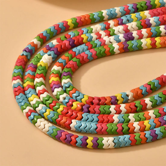 Picture of Turquoise ( Synthetic ) Ins Style Beads Wave Multicolor About 6mm Dia, 1 Strand (Approx 135 PCs/Strand)