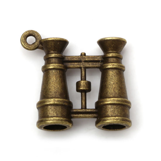 Picture of Zinc Based Alloy Travel Charms Antique Bronze Telescope 3D 23mm x 21mm, 10 PCs