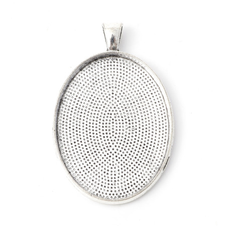 Picture of Zinc Based Alloy Cabochon Settings Pendants Oval Multicolor (Fits 40mmx30mm) 5.1cm x 3.3cm