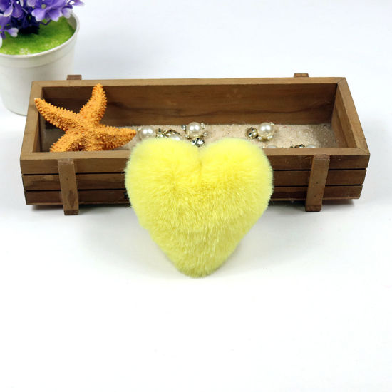 Picture of Polyester & Acrylic Pom Pom Balls Yellow Heart 10cm x 8cm, 1 Piece