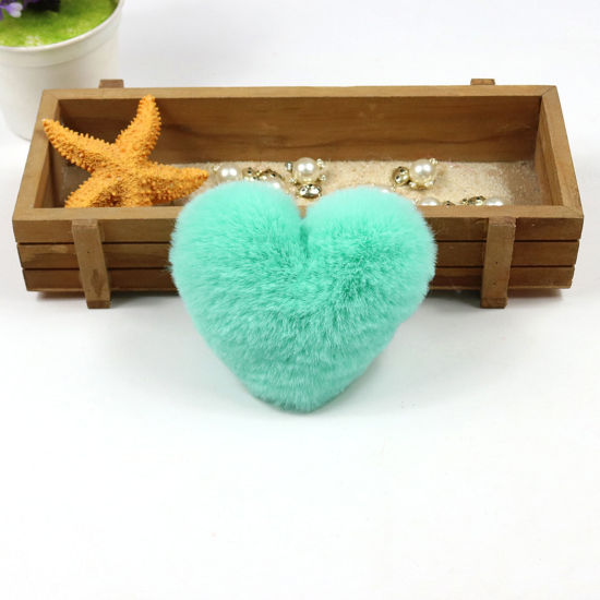 Picture of Polyester & Acrylic Pom Pom Balls Mint Green Heart 10cm x 8cm, 1 Piece