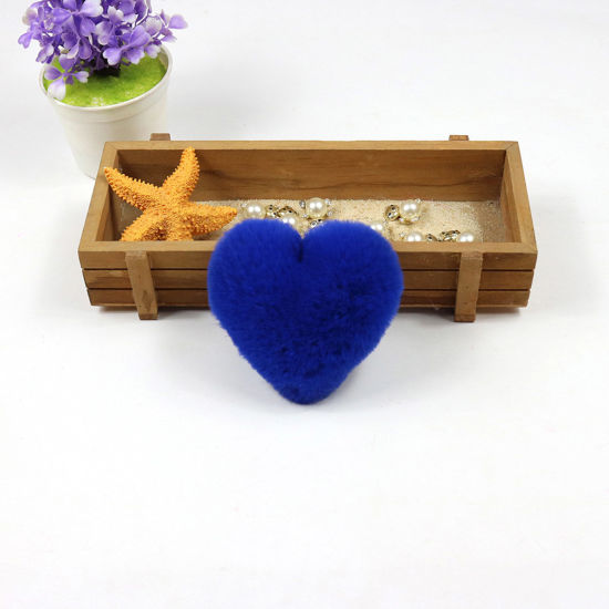 Picture of Polyester & Acrylic Pom Pom Balls Royal Blue Heart 10cm x 8cm, 1 Piece