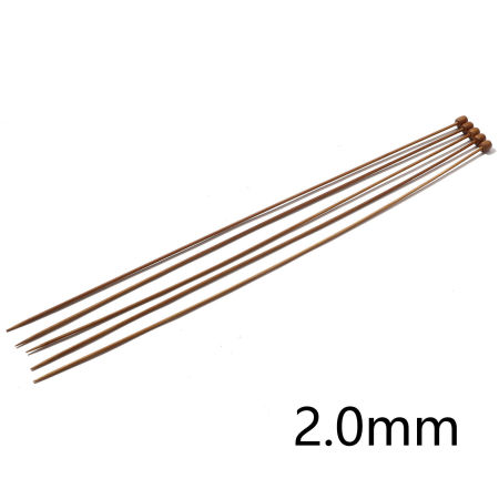 Imagen de (US0 2.0mm) Bambú Solo Punta Agujas de tejer Marrón 35cm longitud, 5 Unidades
