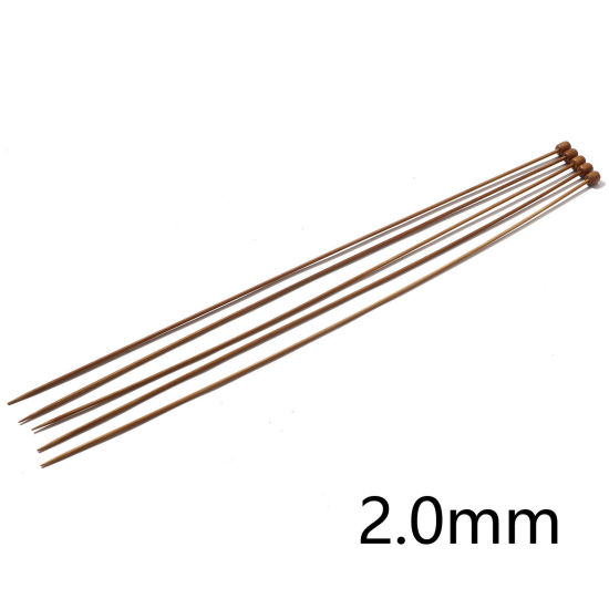 Picture of (US0 2.0mm) Natural Bamboo Single Pointed Knitting Needles Brown 35cm(13 6/8") long, 5 PCs