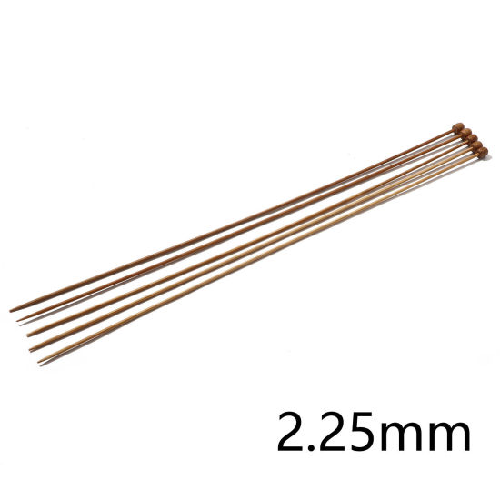 Picture of (US1 2.25mm) Natural Bamboo Single Pointed Knitting Needles Brown 35cm(13 6/8") long, 5 PCs