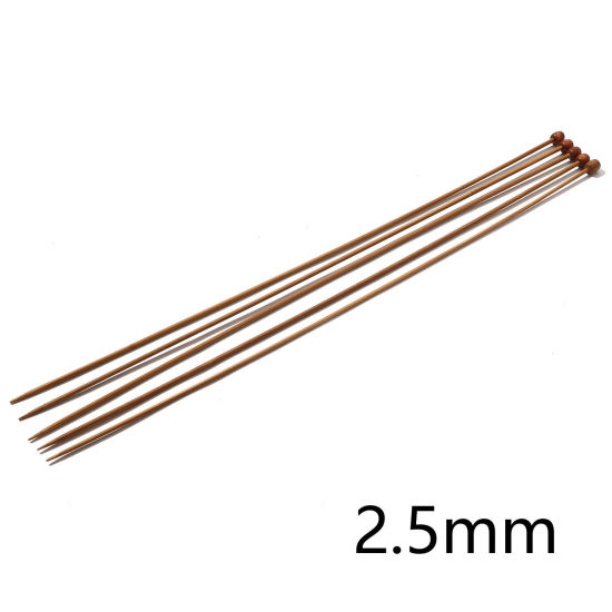 Picture of 2.5mm Natural Bamboo Single Pointed Knitting Needles Brown 35cm(13 6/8") long, 5 PCs