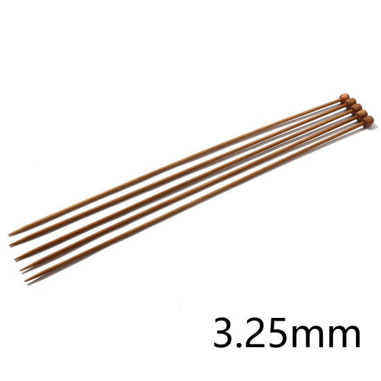 Picture of (US3 3.25mm) Natural Bamboo Single Pointed Knitting Needles Brown 35cm(13 6/8") long, 5 PCs